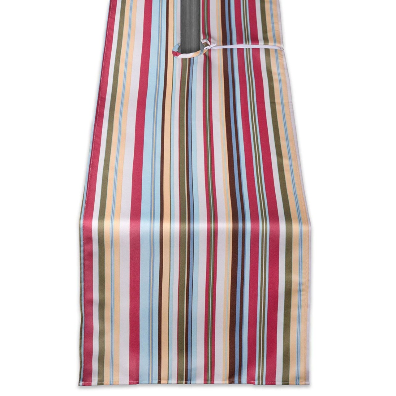 Contemporary Home Living 72" Blue and Red Summer Striped Outdoor Table Runner With Zipper